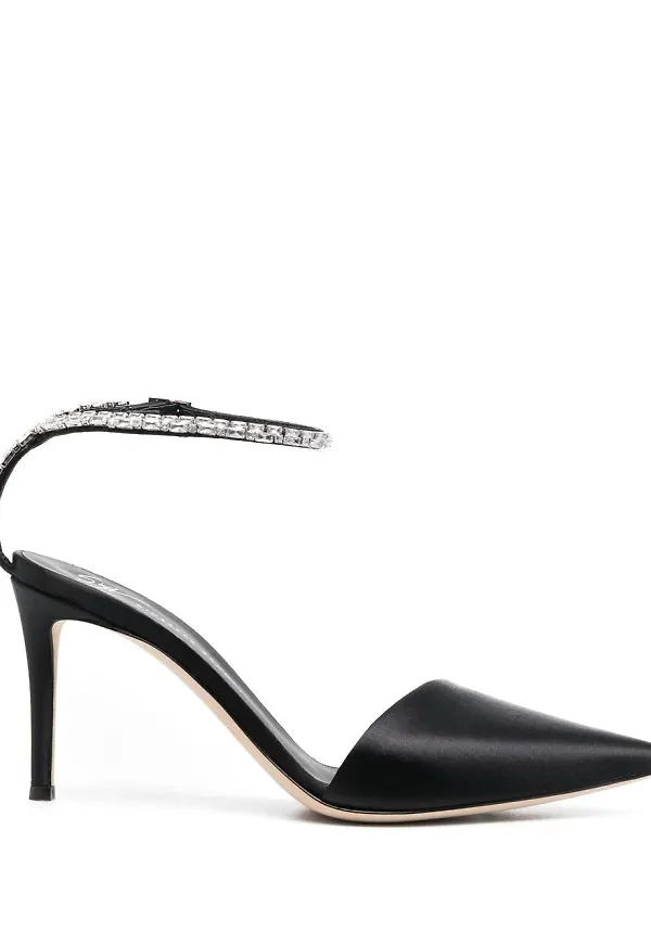 Giuseppe Zanotti lädersandaler med strass - Svart