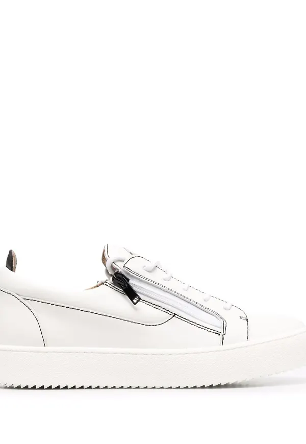 Giuseppe Zanotti lädersneakers med dragkedja - Vit