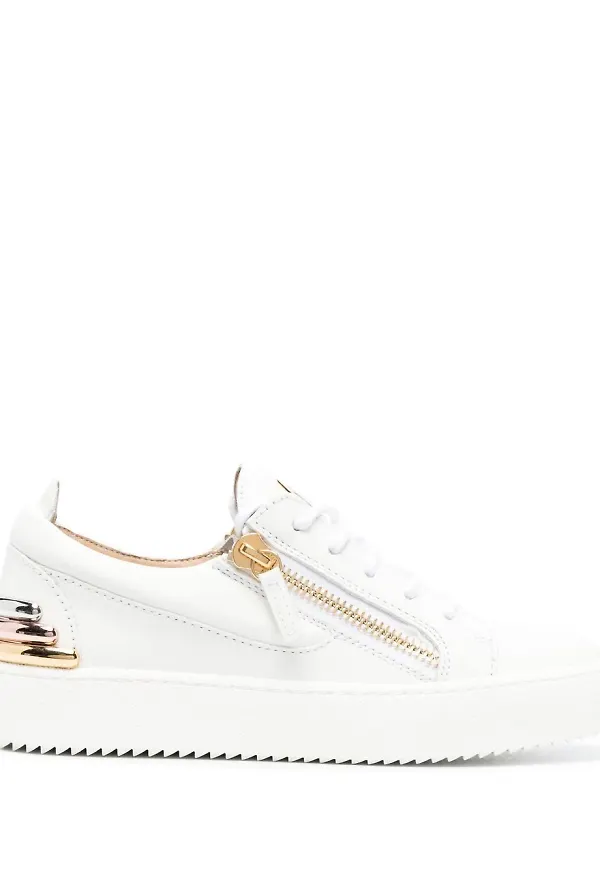 Giuseppe Zanotti lädersneakers med dragkedja - Vit