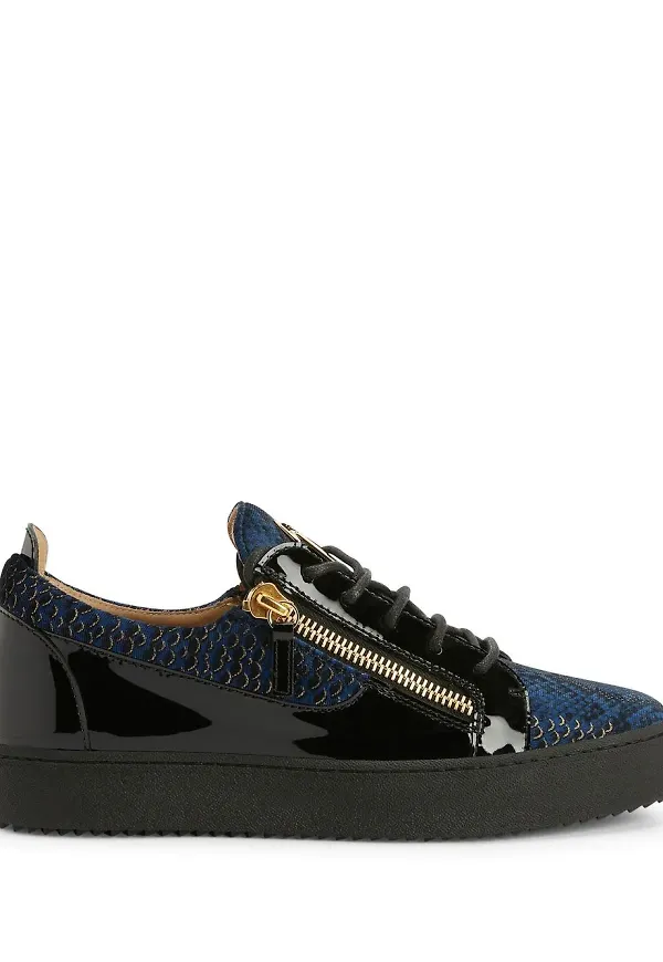 Giuseppe Zanotti lädersneakers med fjällmönster - Blå
