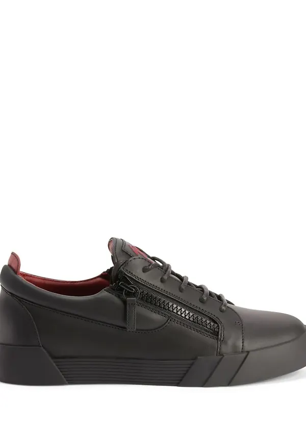 Giuseppe Zanotti lädersneakers med panel - Svart