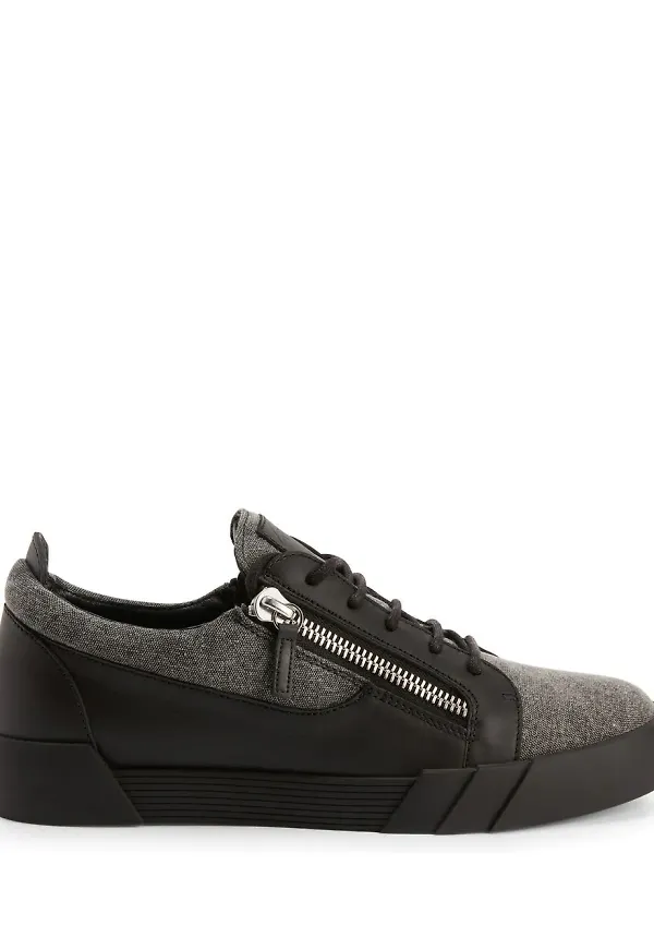 Giuseppe Zanotti lädersneakers med panel - Svart