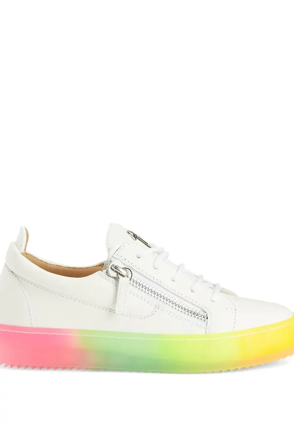 Giuseppe Zanotti lädersneakers med regnbågstryck - Vit