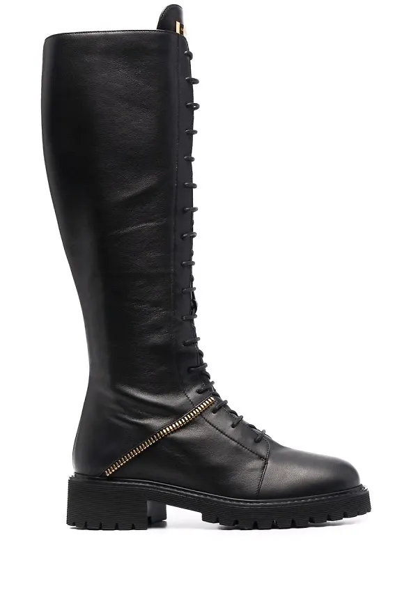 Giuseppe Zanotti läderstövlar med snörning - Svart