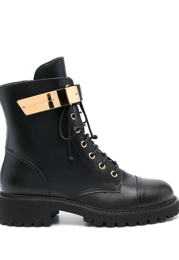 Giuseppe Zanotti läderstövlar med snörning - Svart