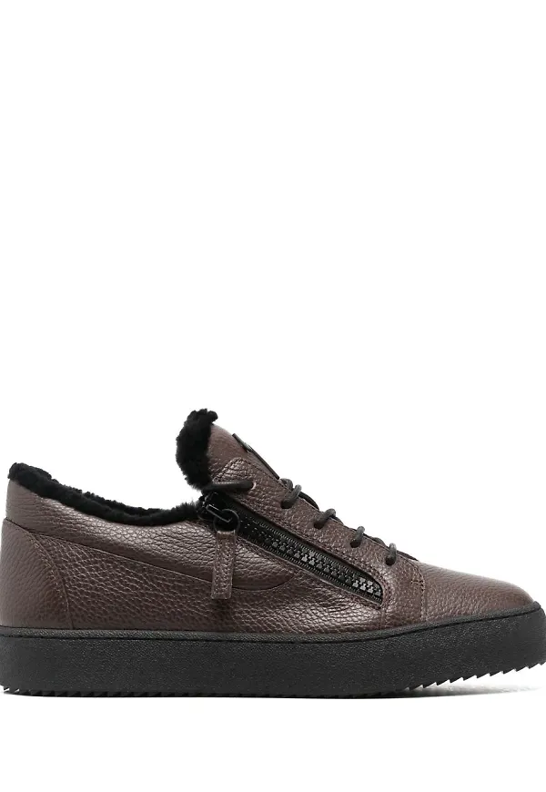 Giuseppe Zanotti låga lädersneakers - Brun