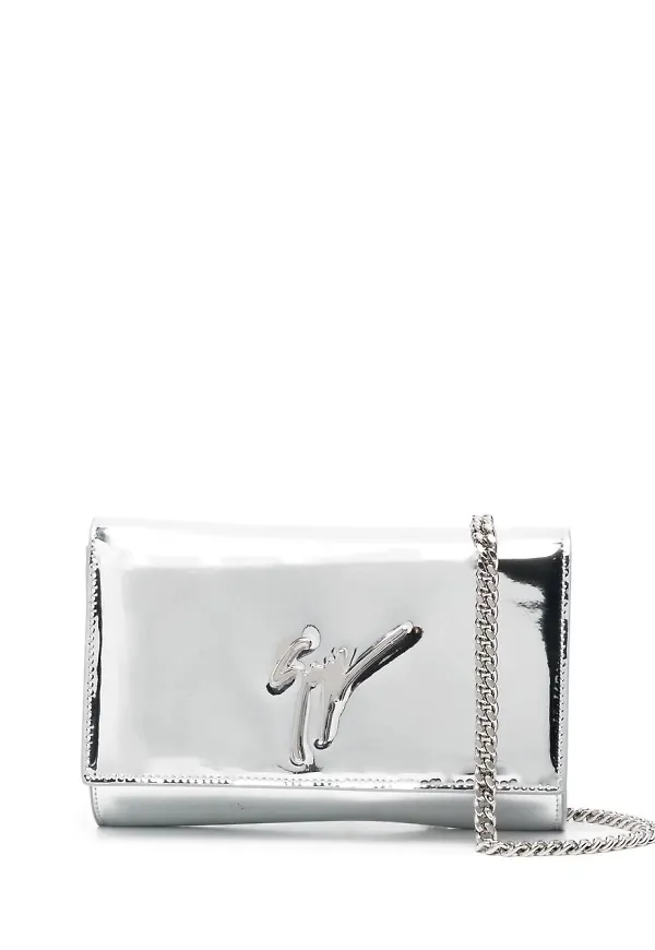 Giuseppe Zanotti metallic-väska med axelrem - Silverfärgad