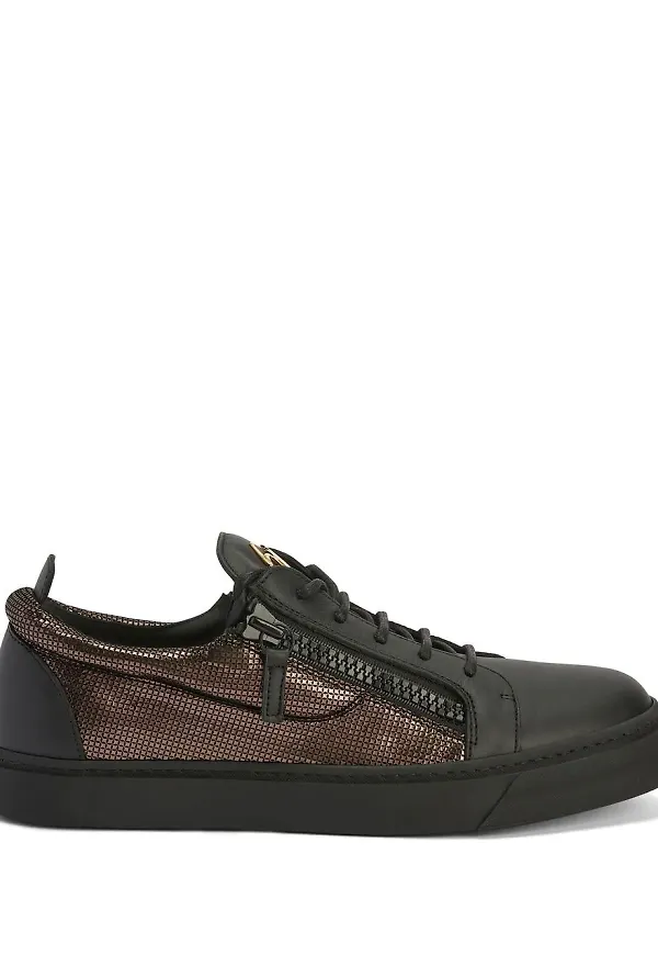 Giuseppe Zanotti metallic panelled sneakers - Svart