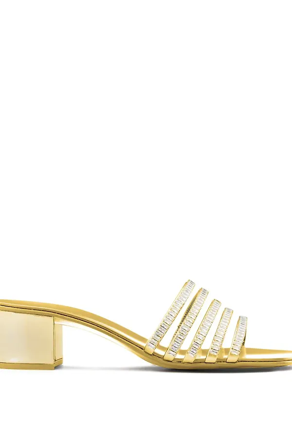 Giuseppe Zanotti Michela 40 mm sandaler med blockklack - Guldfärgad