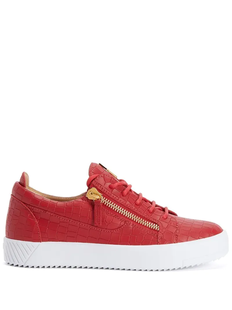 Giuseppe Zanotti Nicki sneakers med krokodileffekt - Röd