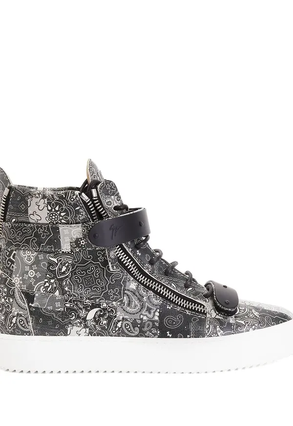 Giuseppe Zanotti paisleymönstrade höga sneakers - Svart