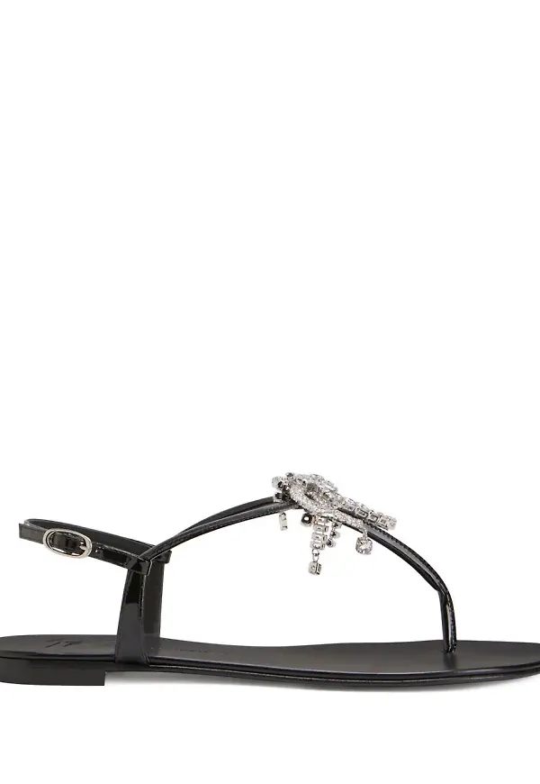 Giuseppe Zanotti platta sandaler med strass - Svart