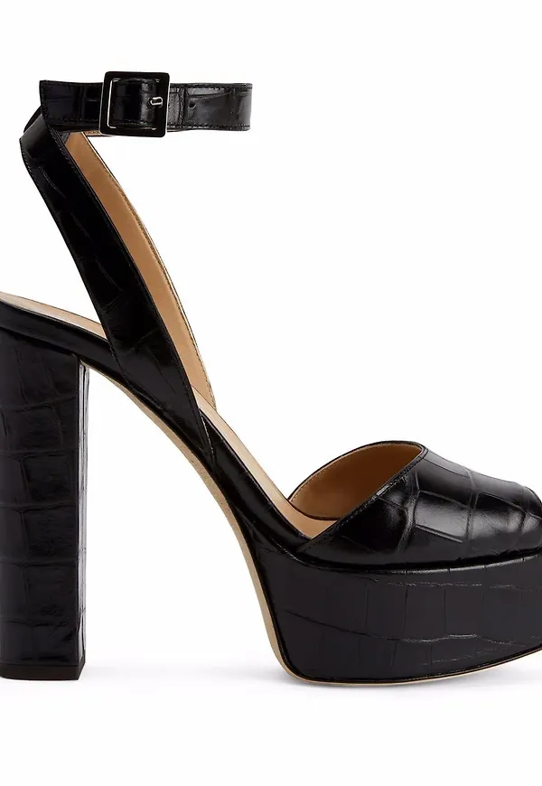 Giuseppe Zanotti platåsandaler med krokodileffekt - Svart