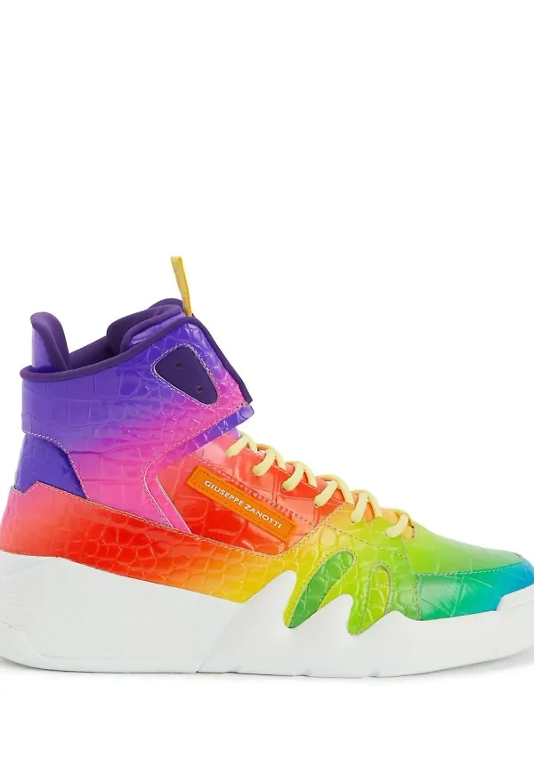 Giuseppe Zanotti regnbågsfärgade höga sneakers - Gul