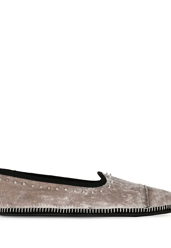 Giuseppe Zanotti sammetsloafers med nitar - Neutral