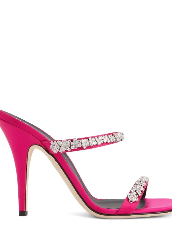 Giuseppe Zanotti satinsandaler med strass - Rosa