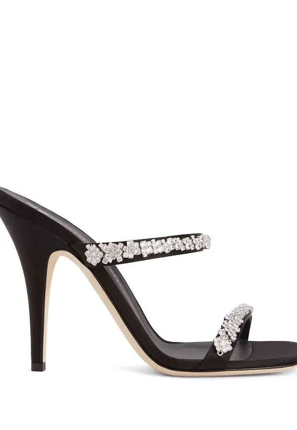 Giuseppe Zanotti satinsandaler med strass - Svart