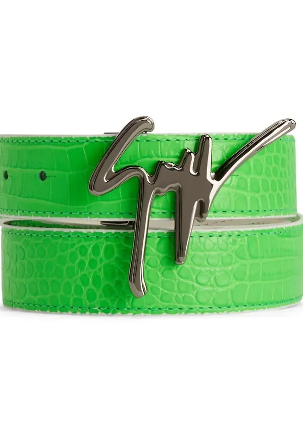 Giuseppe Zanotti skärp med reptileffekt - Grön