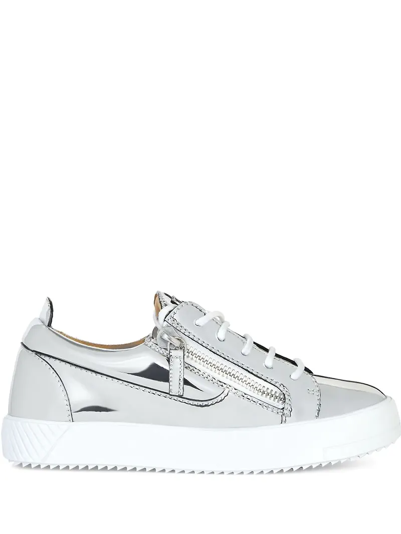 Giuseppe Zanotti sneakers med dragkedja - Silverfärgad