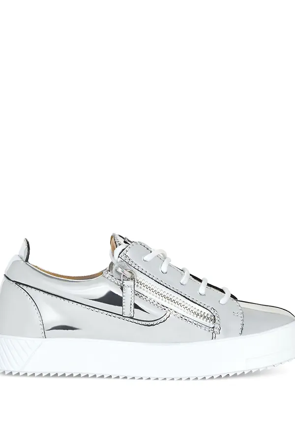 Giuseppe Zanotti sneakers med dragkedja - Silverfärgad