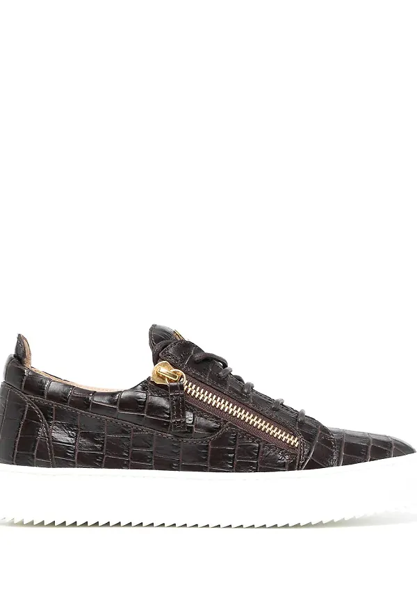 Giuseppe Zanotti sneakers med krokodileffekt - Brun