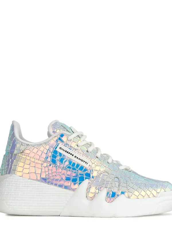 Giuseppe Zanotti sneakers med krokodileffekt - Silverfärgad