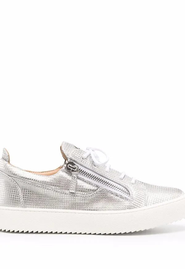 Giuseppe Zanotti sneakers med snörning - Silverfärgad