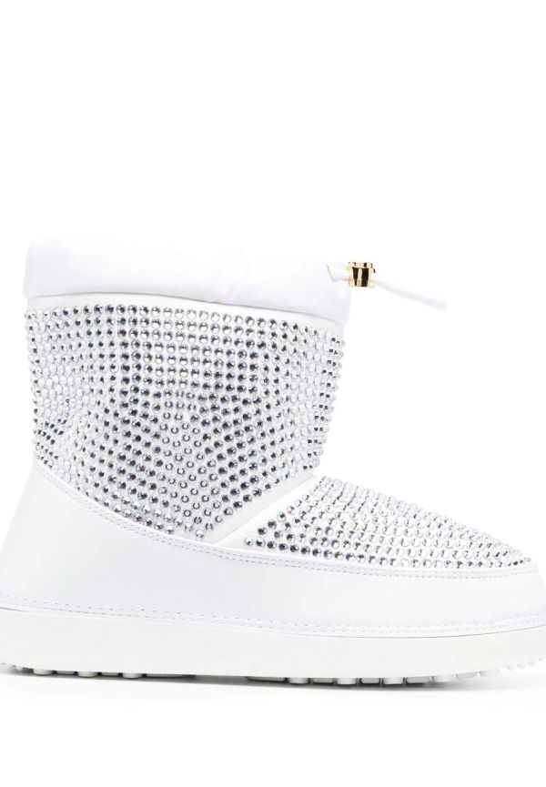 Giuseppe Zanotti strassprydda stövlar med klack - Vit
