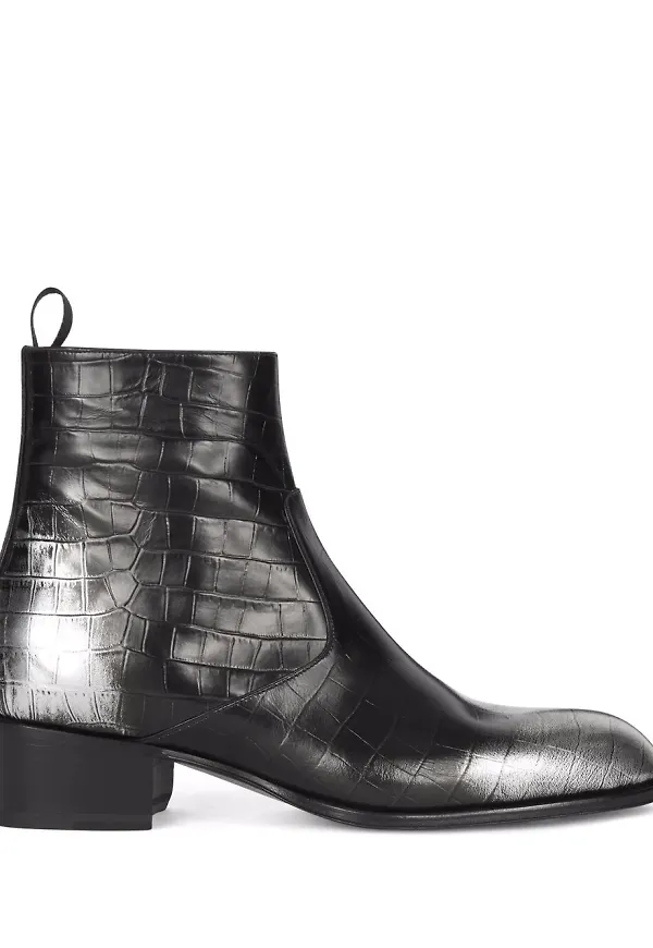 Giuseppe Zanotti stövlar med krokodileffekt - Svart