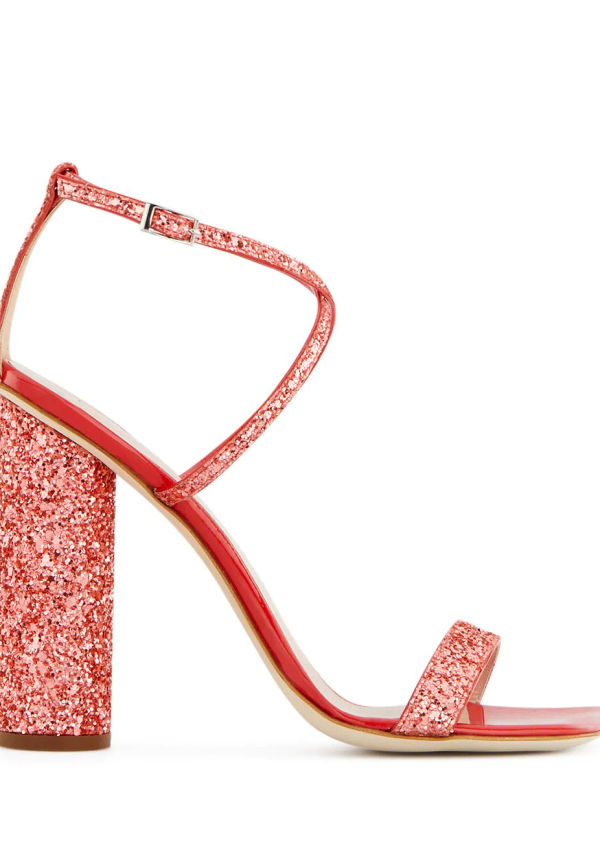Giuseppe Zanotti Tara glittriga sandaler med blockklack - Röd