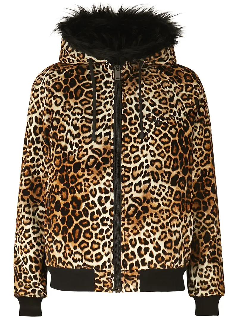 Giuseppe Zanotti Tasha leopardmönstrad jacka med huva - Brun