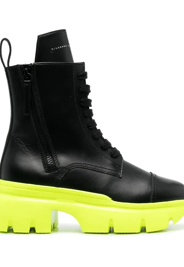 Giuseppe Zanotti tvåfärgade stövlar med snörning - Svart