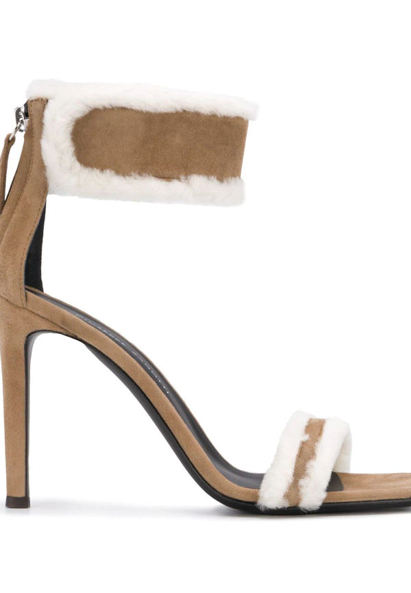 Giuseppe Zanotti Vanilla Winter sandaler med fårpälskant - Brun