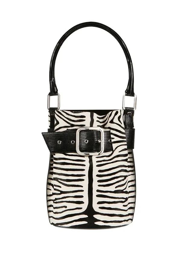 Giuseppe Zanotti Wanda zebramönstrad bucket-väska - Vit