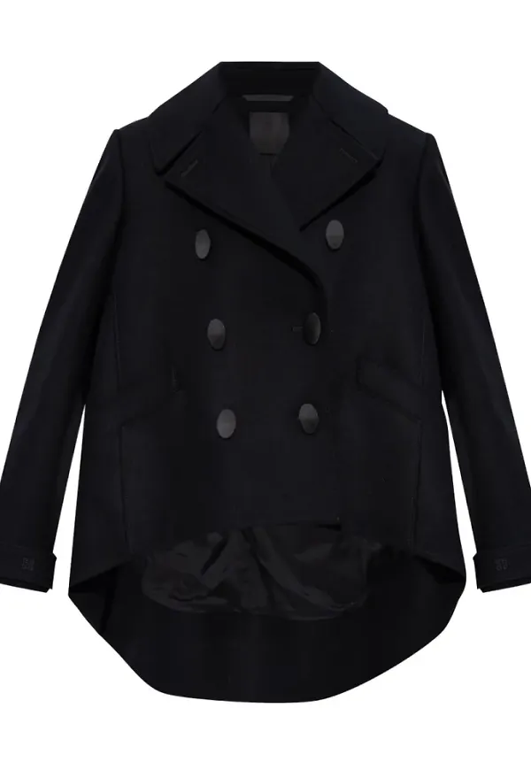 Givenchy, Jacka, Dam, S, Svart Ullkappa, Dubbelknäppt Modell