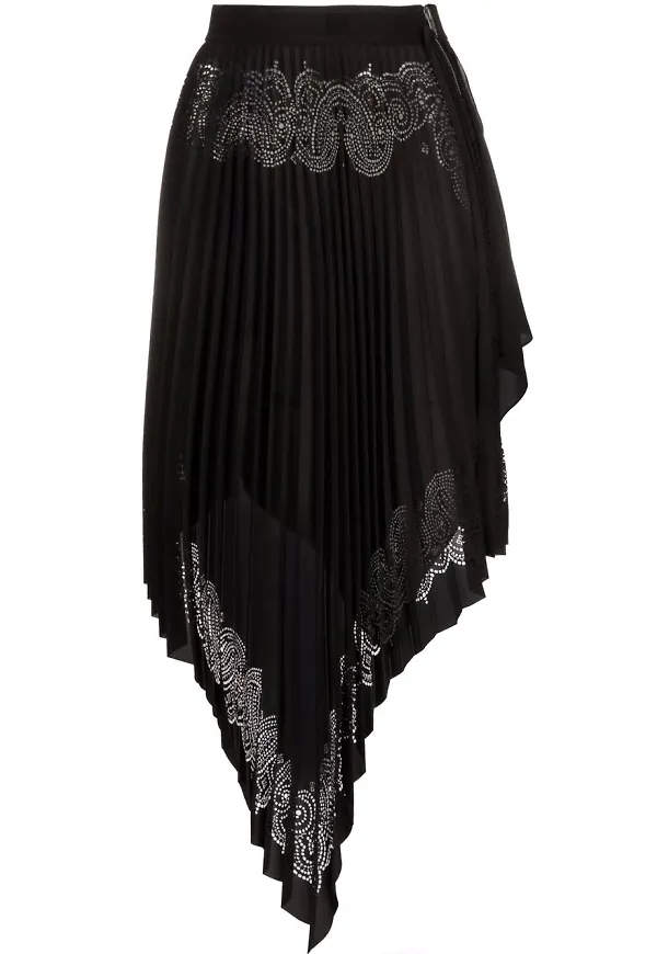 Givenchy asymmetrisk plisserad kjol - Svart
