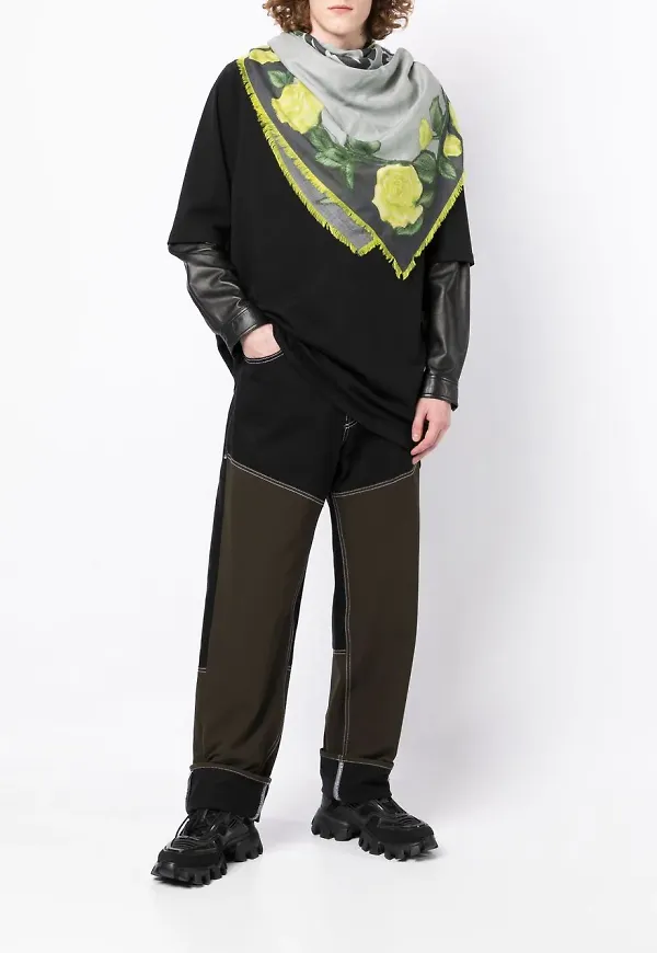 Givenchy blommig stickad halsduk - Grön