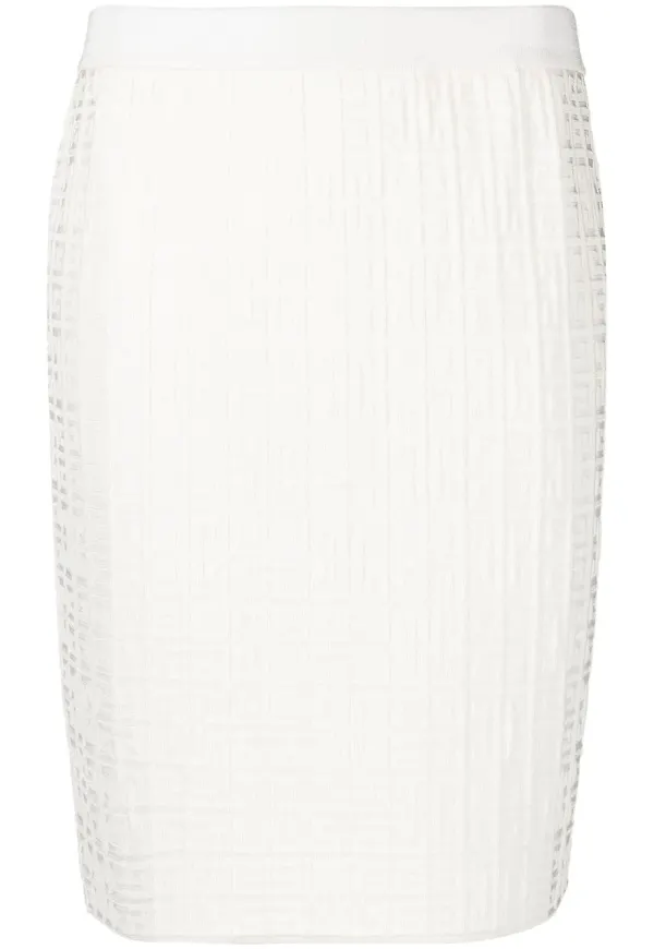 Givenchy knälång kjol i jacquard - Vit