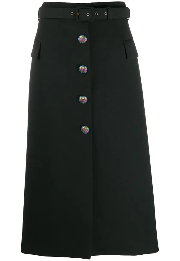 Givenchy midikjol med knappar - Svart