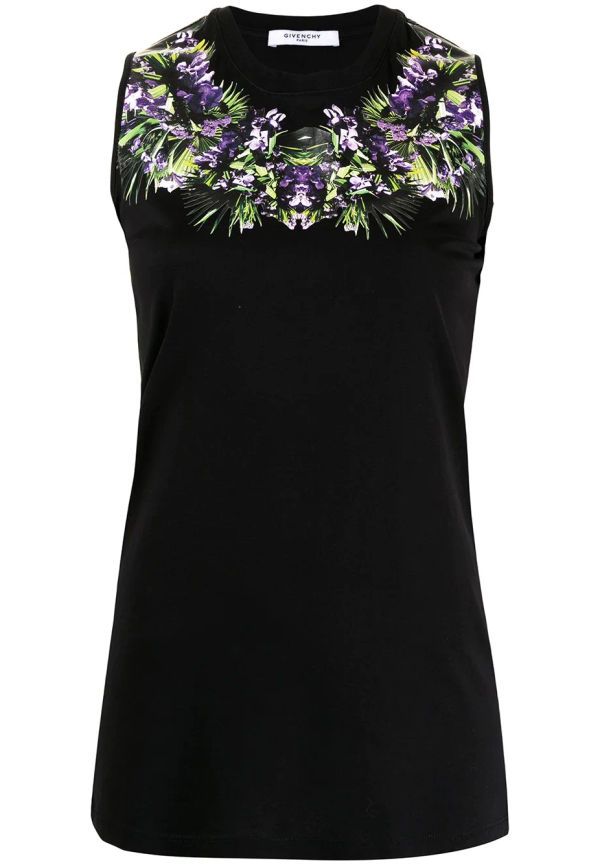 Givenchy Pre-Owned blommig ärmlös t-shirt - Svart