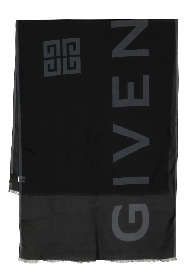 Givenchy sjal i modal-kashmir med logotyp - Svart