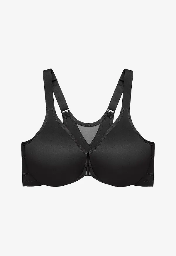 Glamorise - Framknäppt bygel-bh Full Figure Plus Size Wonderwire - Svart