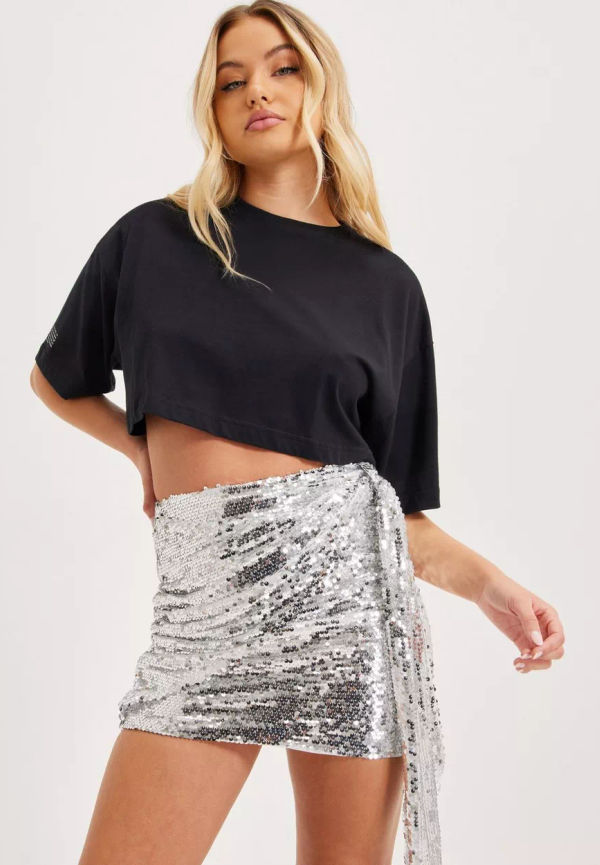 Glamorous - Minikjolar - Silver - nelly x Glamorous Gathered Mini Skirt - Kjolar - miniskirts