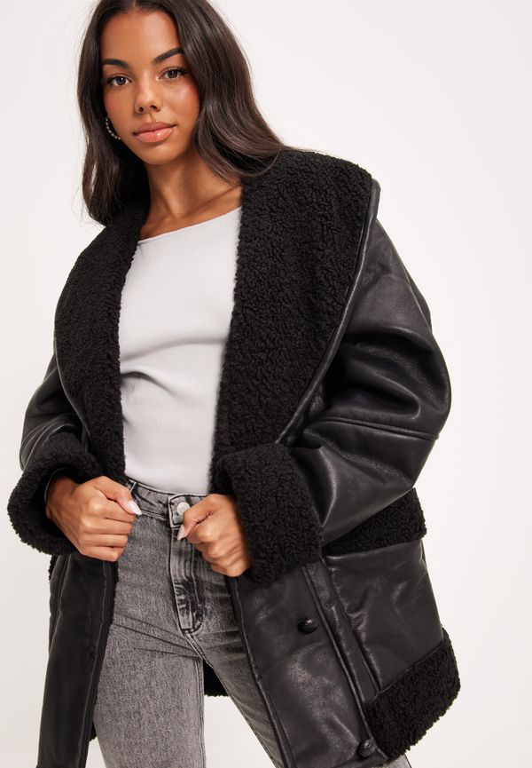 Glamorous - Skinnjackor - Black/Black - Fake Fur Coat - Jackor - Leather Jackets