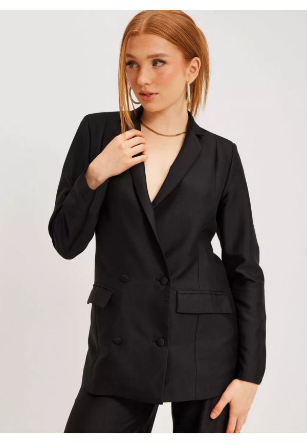 Glamorous Oversize Double Breasted Masculine Blazer Kavajer & Blazers Black