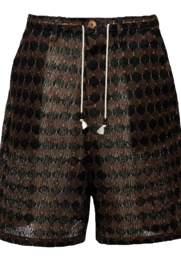 Glass Cypress Chenille Black shorts - BLACK