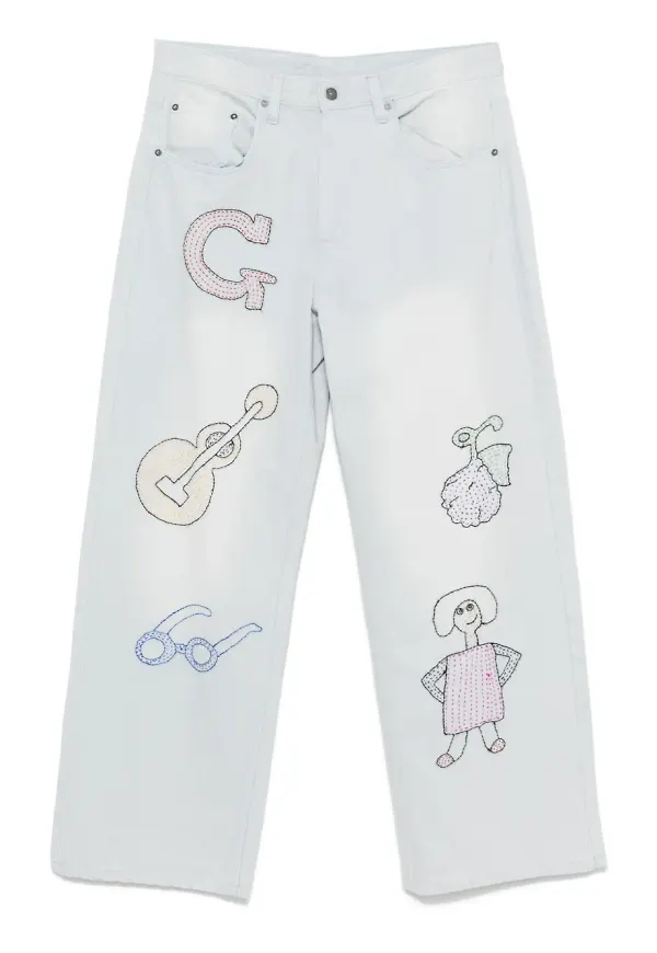 Glass Cypress jeans med brodyr - Blå