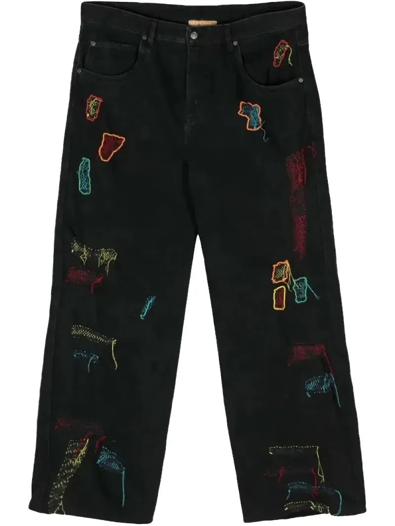 Glass Cypress omarbetade jeans med slitning - Svart