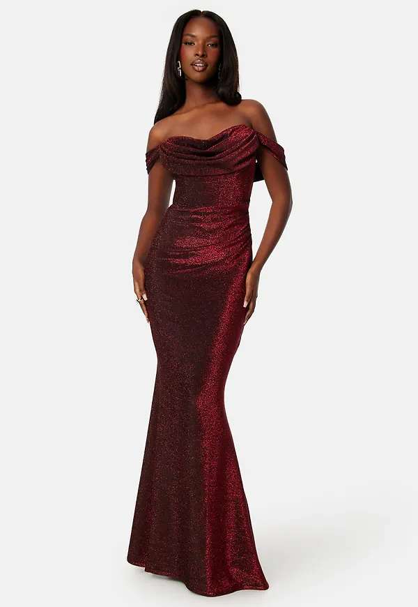 Glitter Off Shoulder Maxi Dress