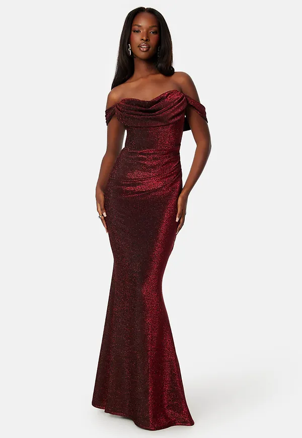 Glitter Off Shoulder Maxi Dress